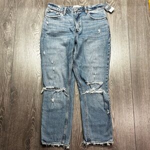 New Abercrombie & Fitch High‎ Rise Light Blue Distressed Cropped Jeans NWT